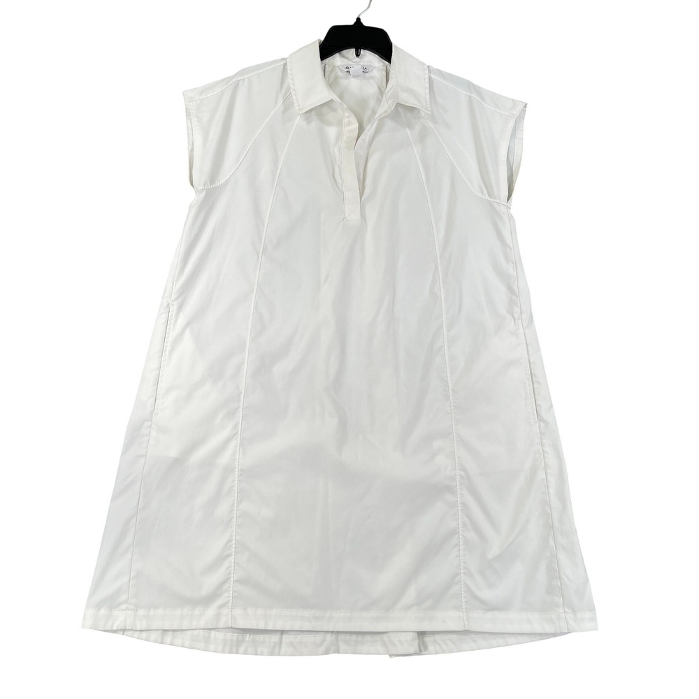 Athleta Shirt Dress Women M Short Sleeve Collared V-Neck Casual Travel
